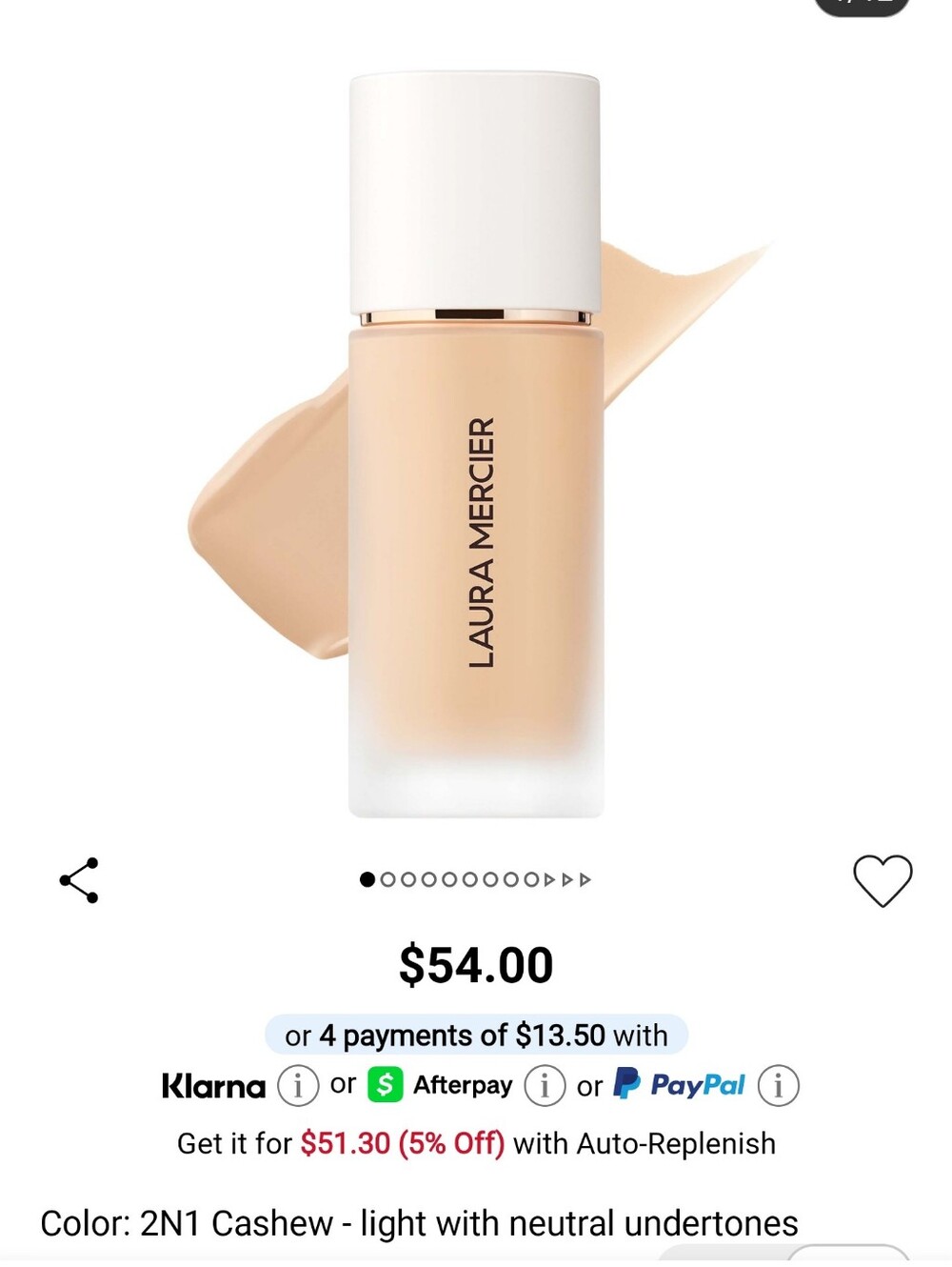 laura mercier Foundation Bottle in Light Neutral Cashew